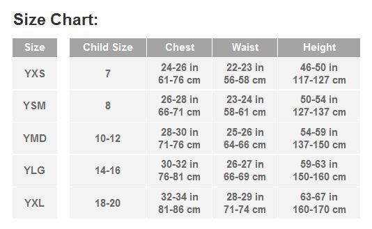 under armour t shirt size chart